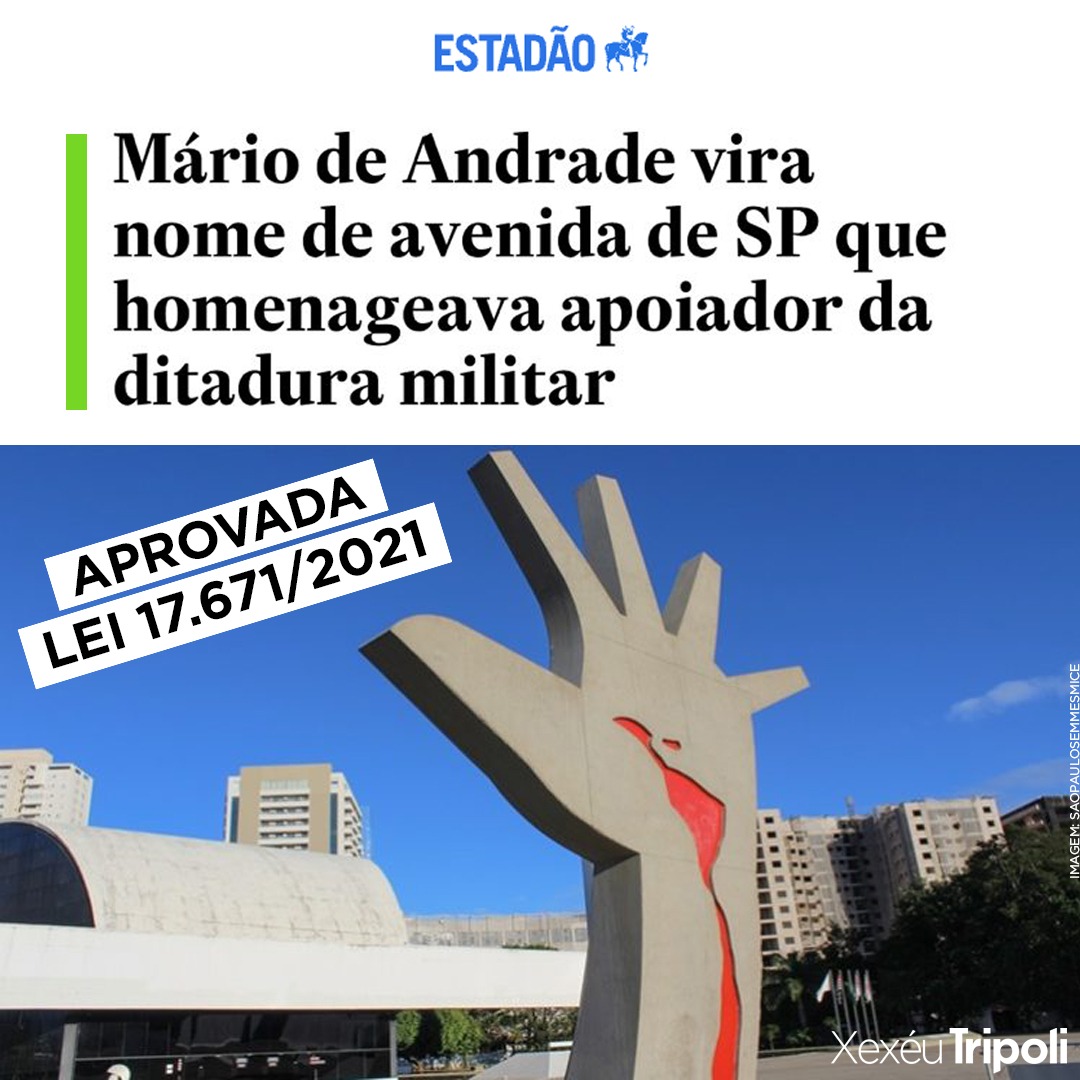 Mário de Andrade vira nome de avenida de SP que homenageava apoiador da ditadura militar